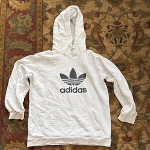 Adidas Kids White and Black Logo Hoodie